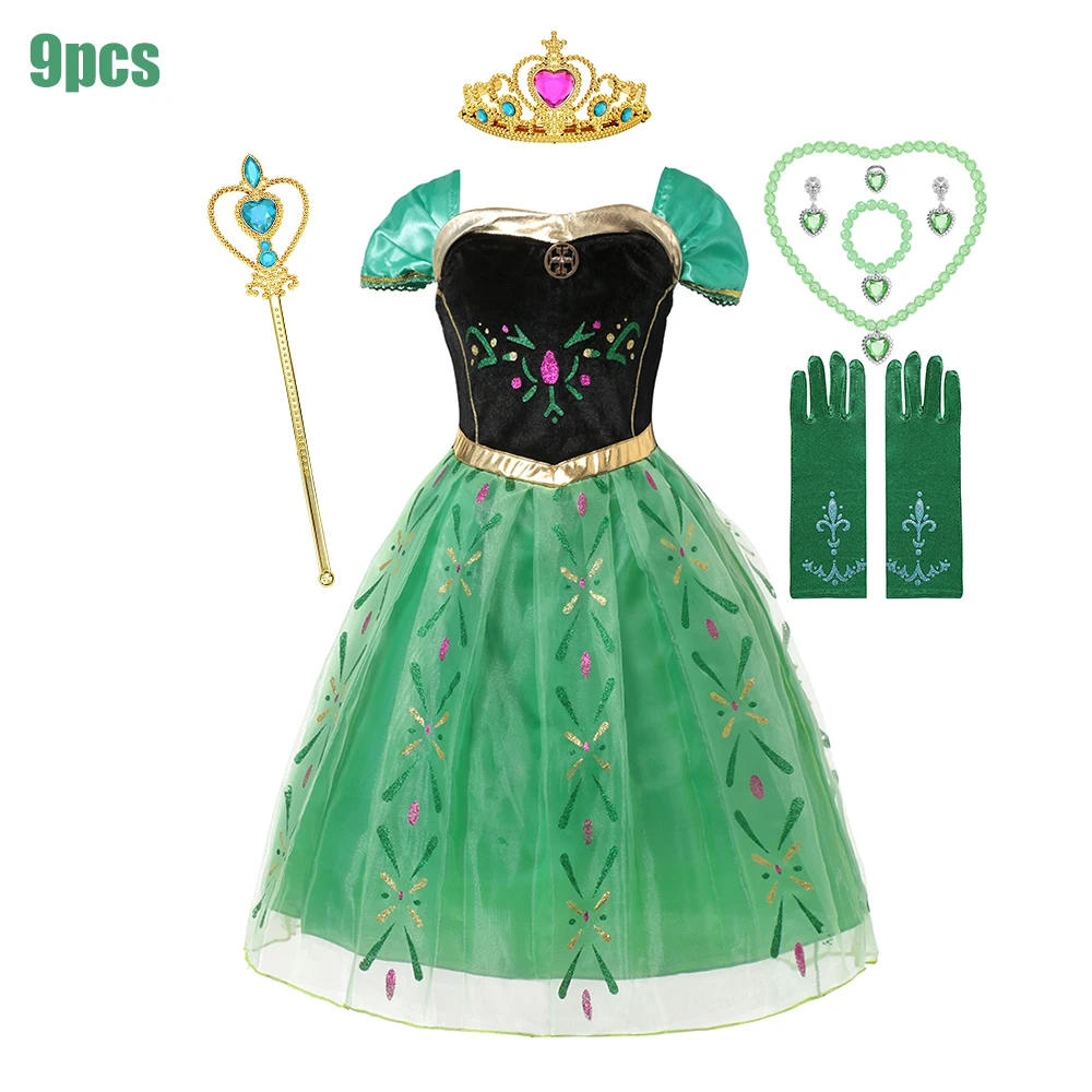 thumbnail image 1 of Disfraz de princesa Anna de Frozen de Disney para niños, Vestido de Cosplay para fiesta de cumpleaños, ropa para niños, vestidos de Carnaval de 2 a 8 años, 1 of 4
