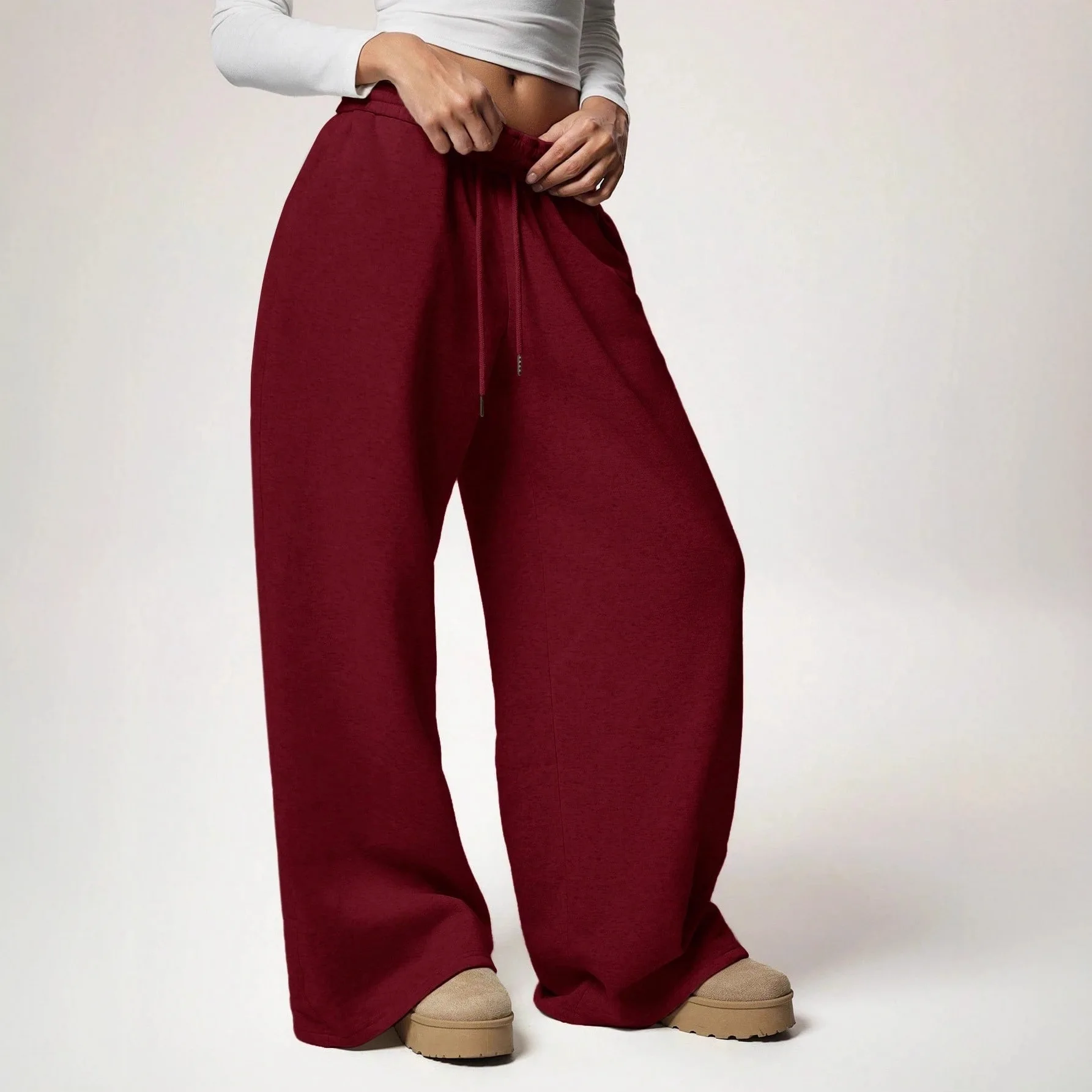 Velvet Thicken Sweatpants for Women Autumn Elastic Waist