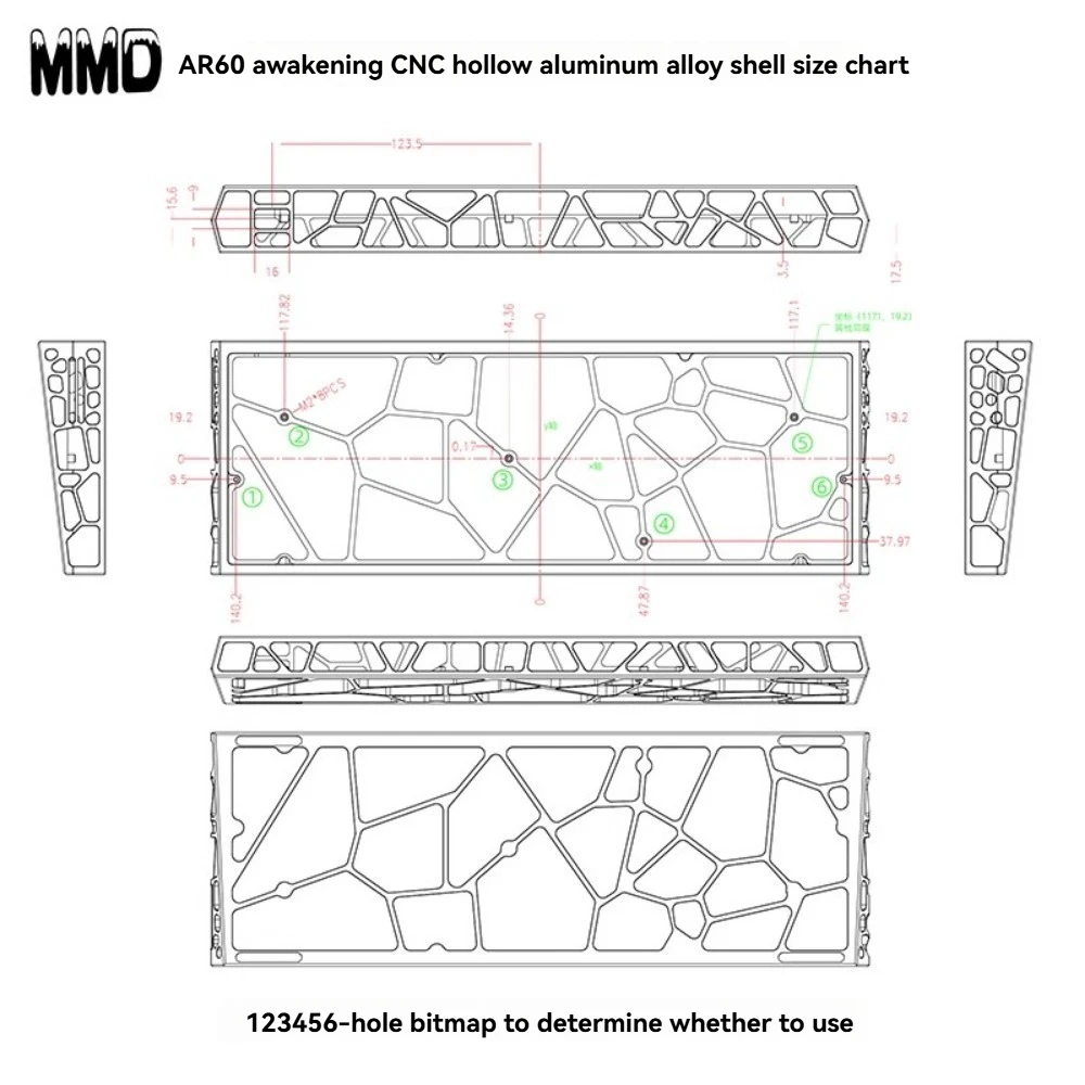 カスタムキーボード MMD AR60 MMD AR60 Skeleton Mechanical Keyboard Shell Aluminum Alloy Case
