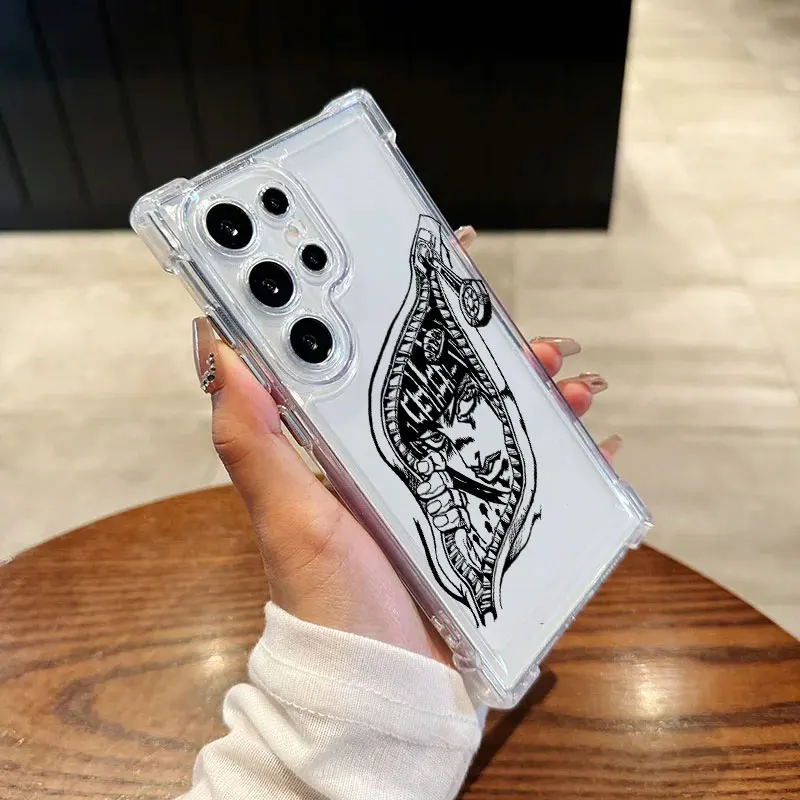 Anime-Inspired JOJO Kujo Jotaro Clear Shockproof Phone Case with Silicon Cover