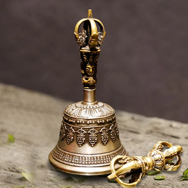 Nepal Handmade Brass Tibetan Bells Chimes Big Buddhist Meditation Bell with  Dorje Vajra Yoga Meditation Sound Healing Instrument - AliExpress