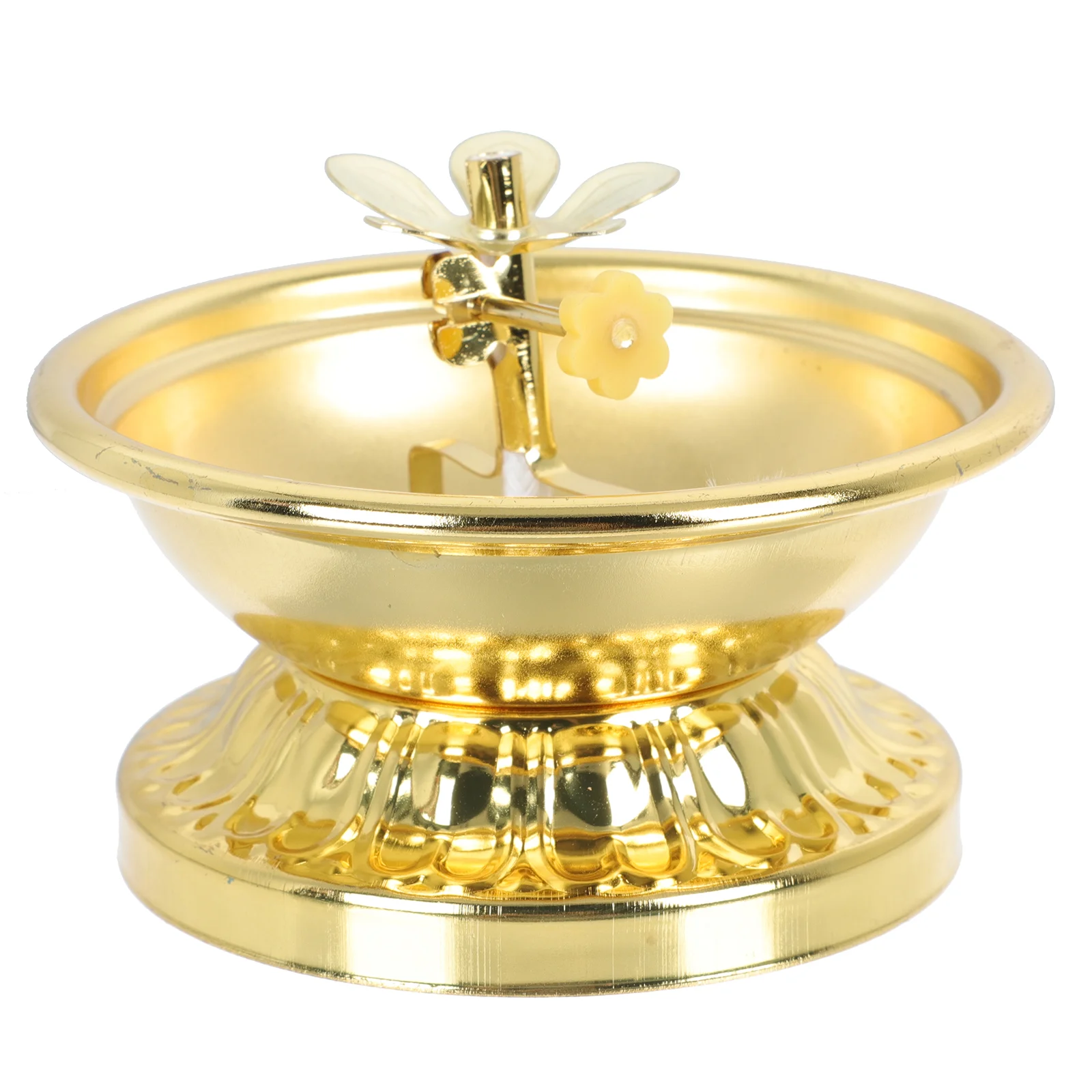 

Butter Lamp Holder Exquisite Alloy Vintage Style Buddhist Butter Lamp Holder Oil Dish Foot Lamp Butter Lamp For Buddha Hall Lamp