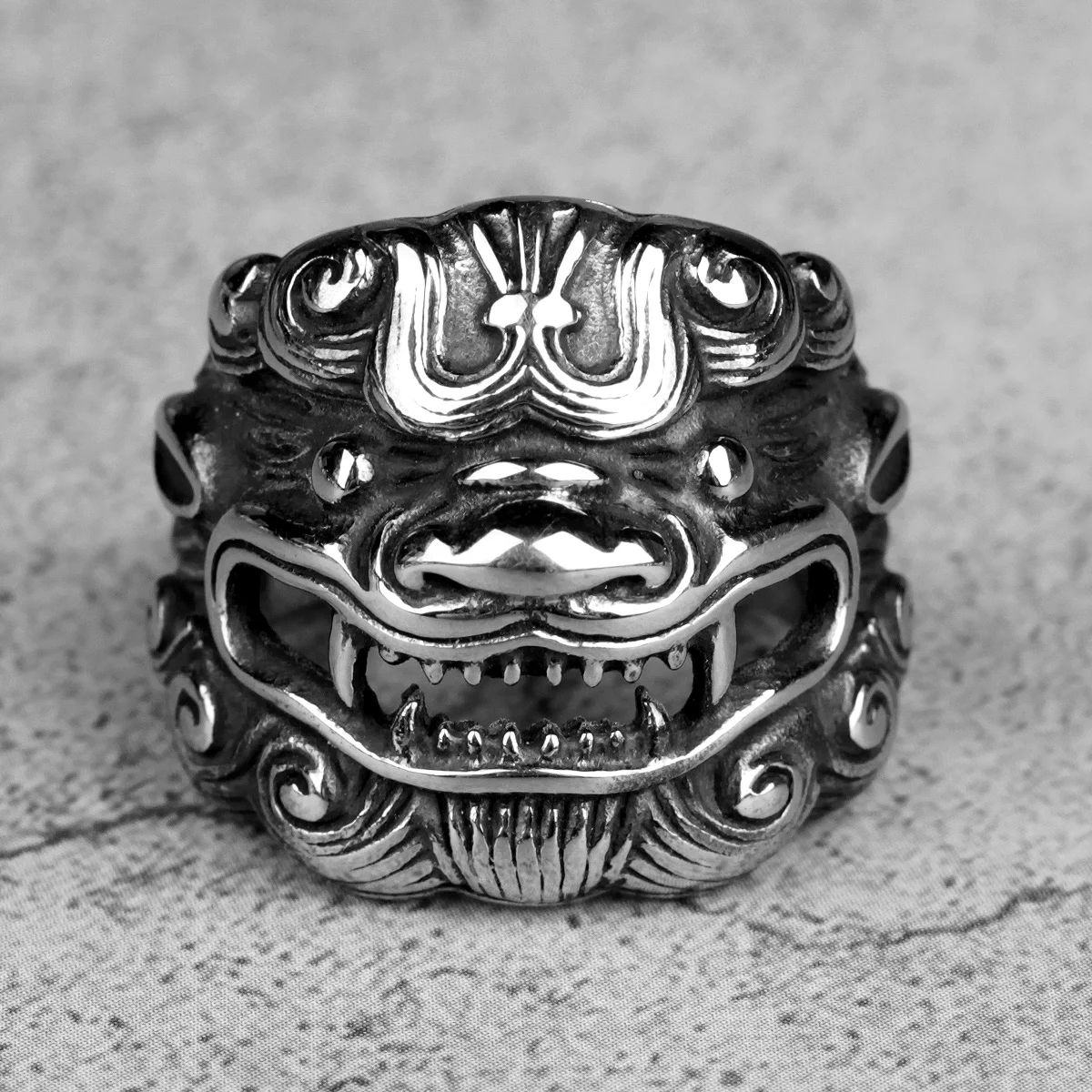Stainless Steel Men Rings Chinese Style God Beast Kirin