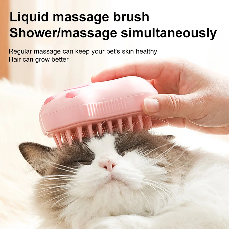 

Steam Brush For Cats Cat Paw Shape Electric Spray Water Spray Kitten Pet Soft Silicone Cat Brush Pet Grooming Hair Removal Comb