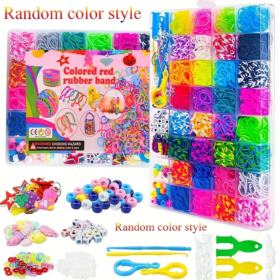 2800pcs + 32 색상 40 그리드 박스 룸 밴드 매력 후크 다채로운 고무 밴드 팔찌 키트 룸 밴드 팔찌 만들기 키트
