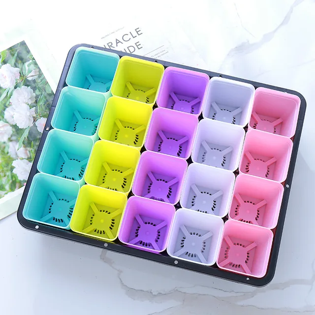 Tálca Zamatos Műanyag Virágcserép Szervező Medence Kis Fekete Négyzet Alakú Palánta