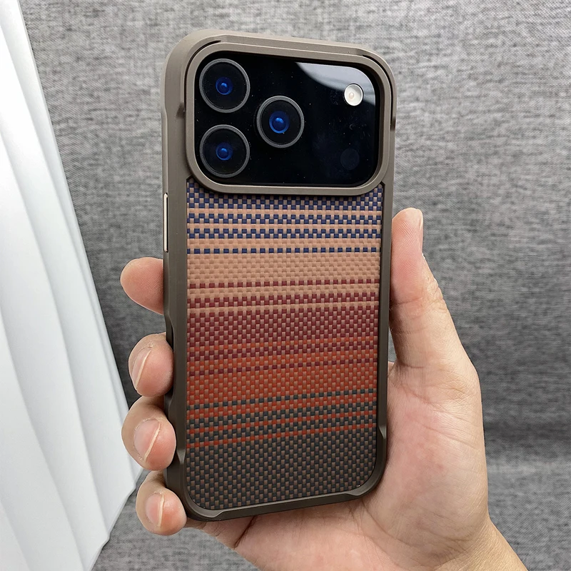 Carbon Fiber Texture Silicone Magnetic Case with Shockproof Protection and MagSafe Compatibility