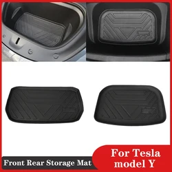For Tesla Model Y 2021-2023 Accessories TPE Pad Front Rear Storage Mat Cargo Tray Floor with Logo Waterproof Protector Cover