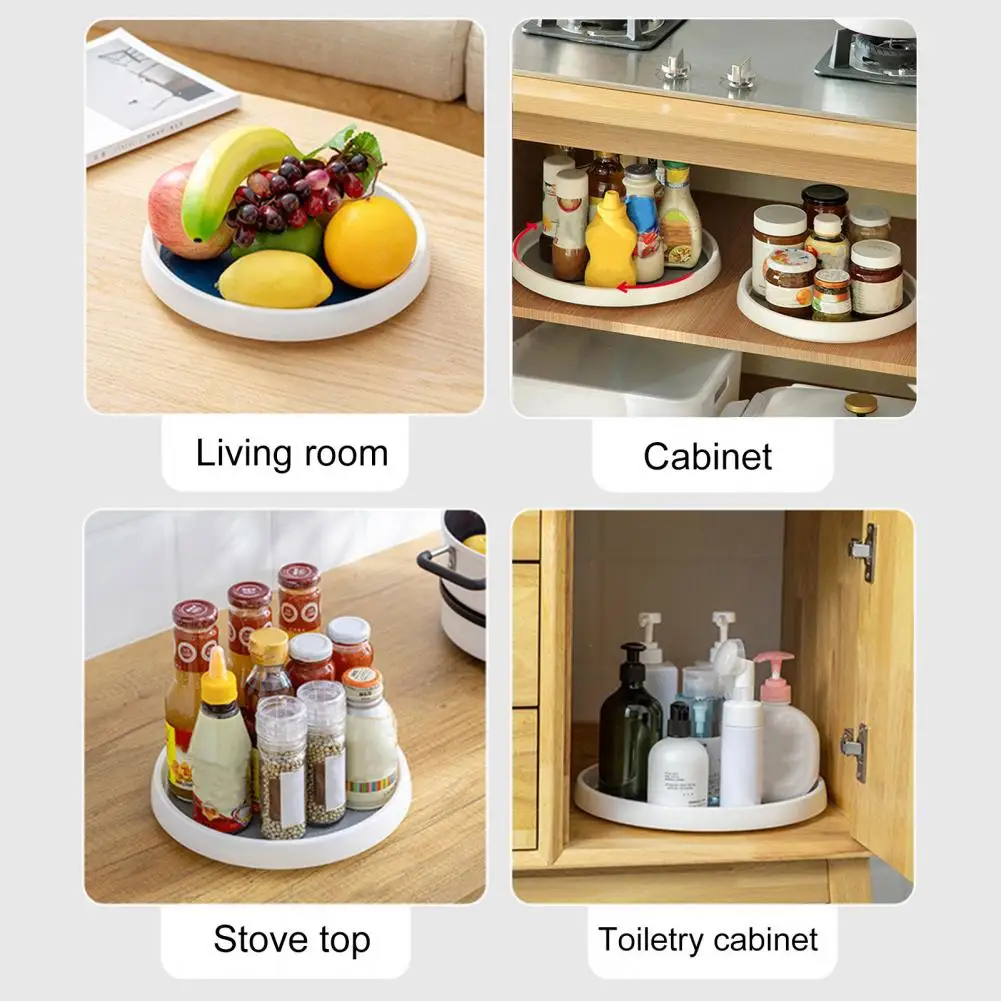 Storage Tray Non-slip Spice Rack Large Capacity Round Kitchen