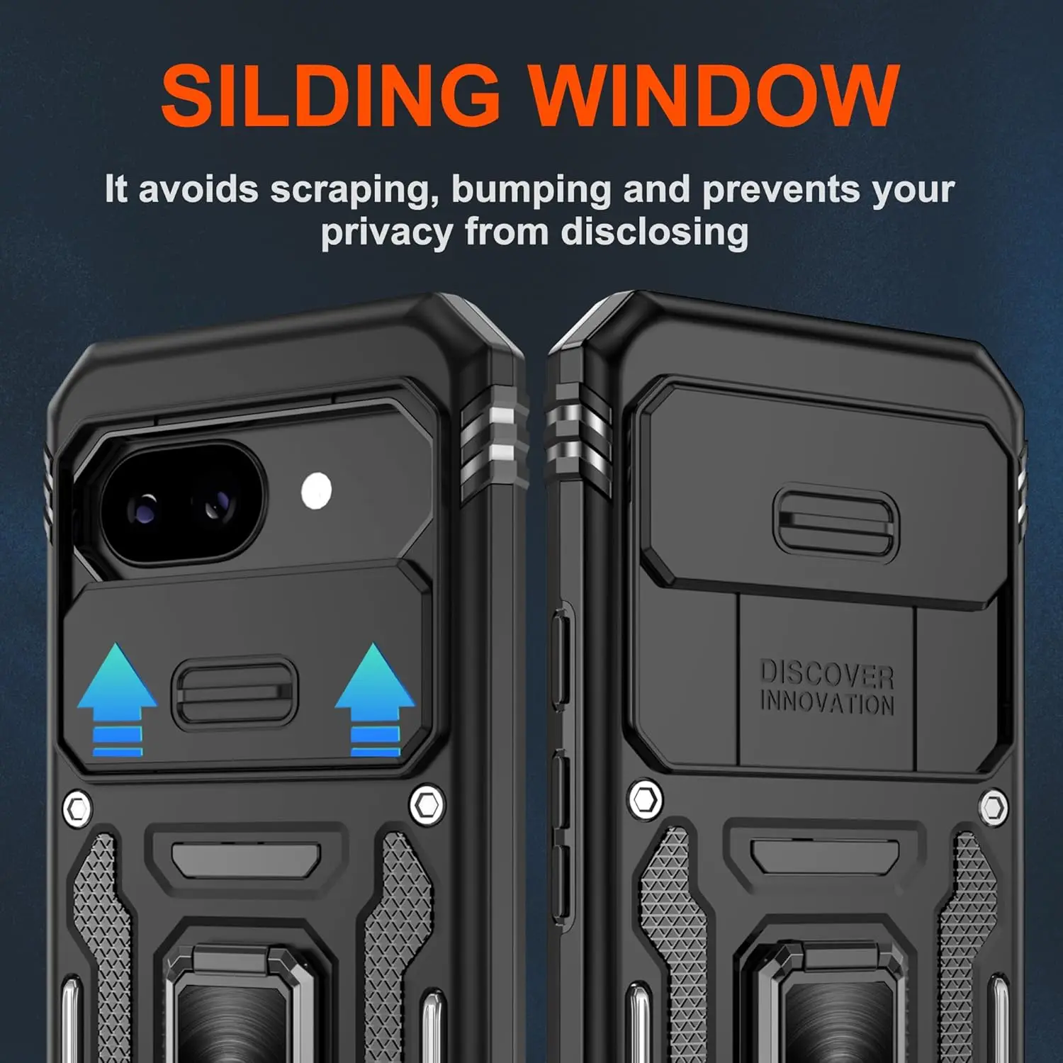 Enhanced Magnetic Ring Holder Armor Phone Case with Slide Camera Protector