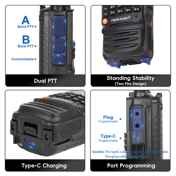TIDRADIO H3 Walkie Talkie Phone APP Wireless Programming Dual PTT Air Band Long Range Radio USB Type-C Cable Programming &Charge 6