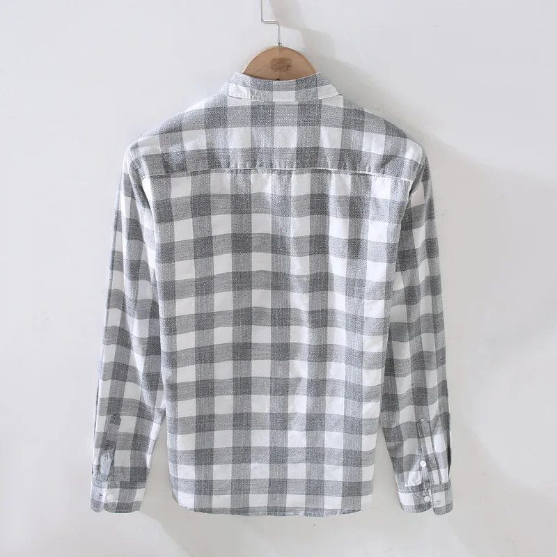 New Spring Autumn Korean Style Men's Patchwork Cotton 100% Lapel Casual Shirts Long Sleeve Loose Plaid Men Tops Clothes
