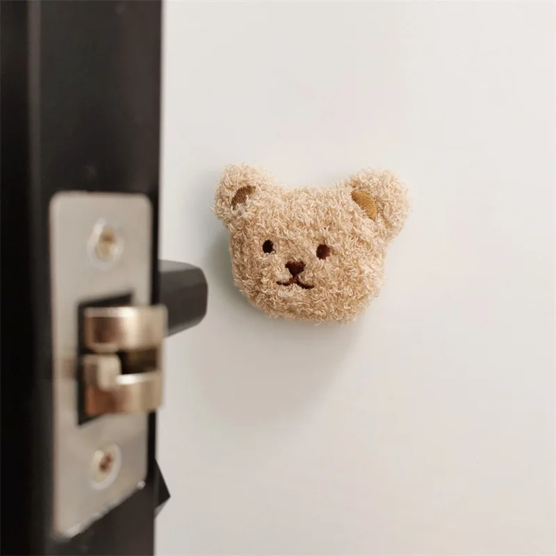 Ins Korean Bear Children's Room Door Rear Handle Silent Anti-collision Sticker Cushion Anti-Bump Wall Protector Door Stopper