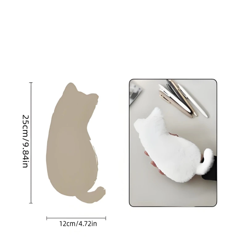 부드러운 촉감의 플러시 고양이 모양 필통, 귀엽고 가벼우며 대용량 문구류 수납, 다용도 수납