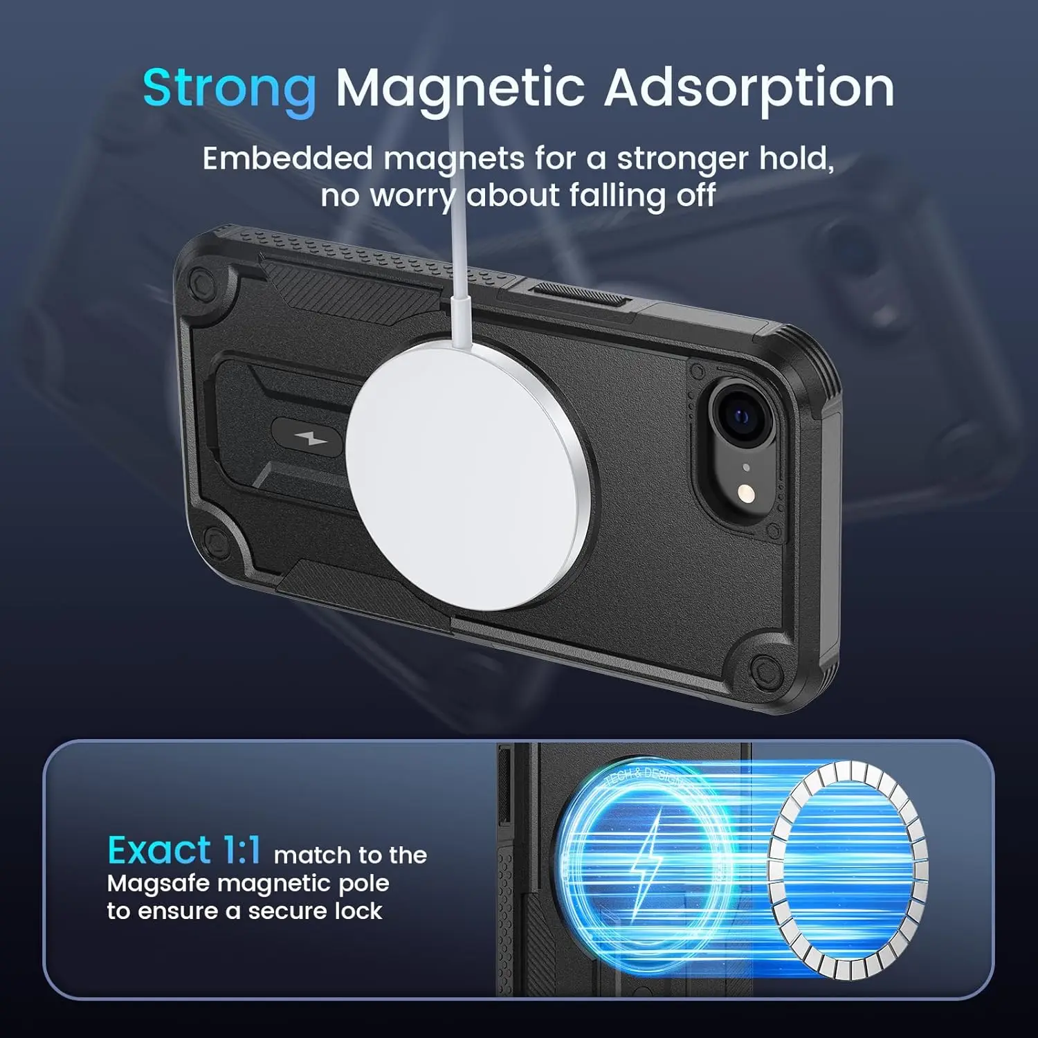 Magnetic Protective Phone Case with Stand and Kickstand Features