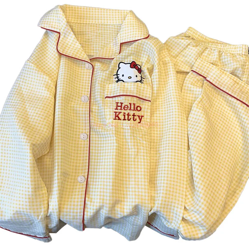 Anime pajamas sets Sanrio Hello Kitty Kuromi kawaii cartoon loose sleepwear for girls birthday
