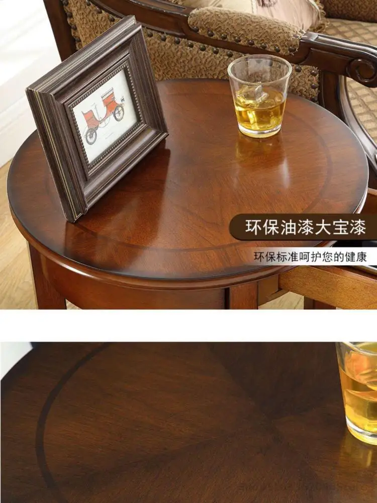American Style Small Round Table Simple Corner Table Living Room Side Sofa Side Cabinet Coffee Mini Small Round
