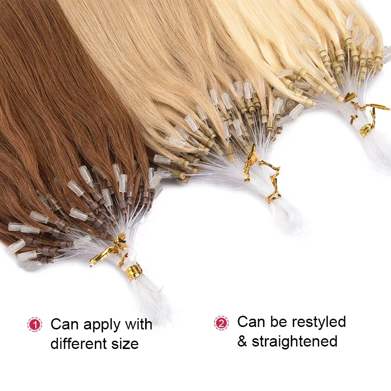Micro Loop Hair Extension Natural Straight Real Human Hair Brazilian Remy Micro Link Extensions For Women Invisible 50pcs
