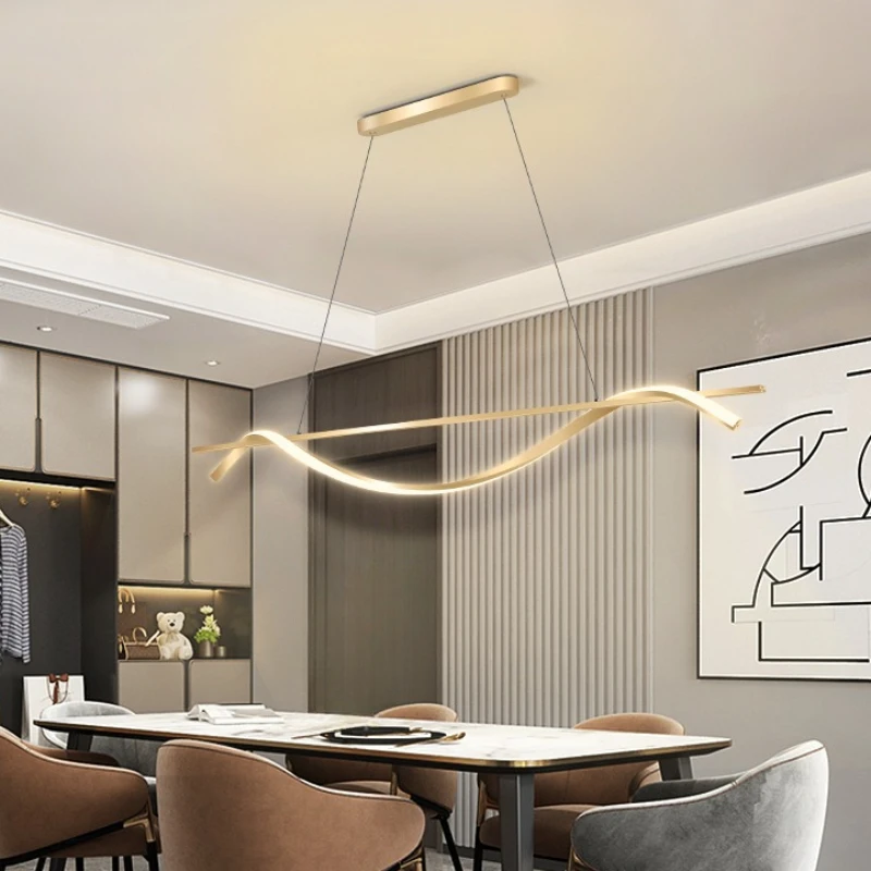 

Modern LED Pendant Lights Room Decor Design Strip Gold Chandelier Bedroom Suspension Lampe Bar Whirlpool Hanglamp Pendant Lamp