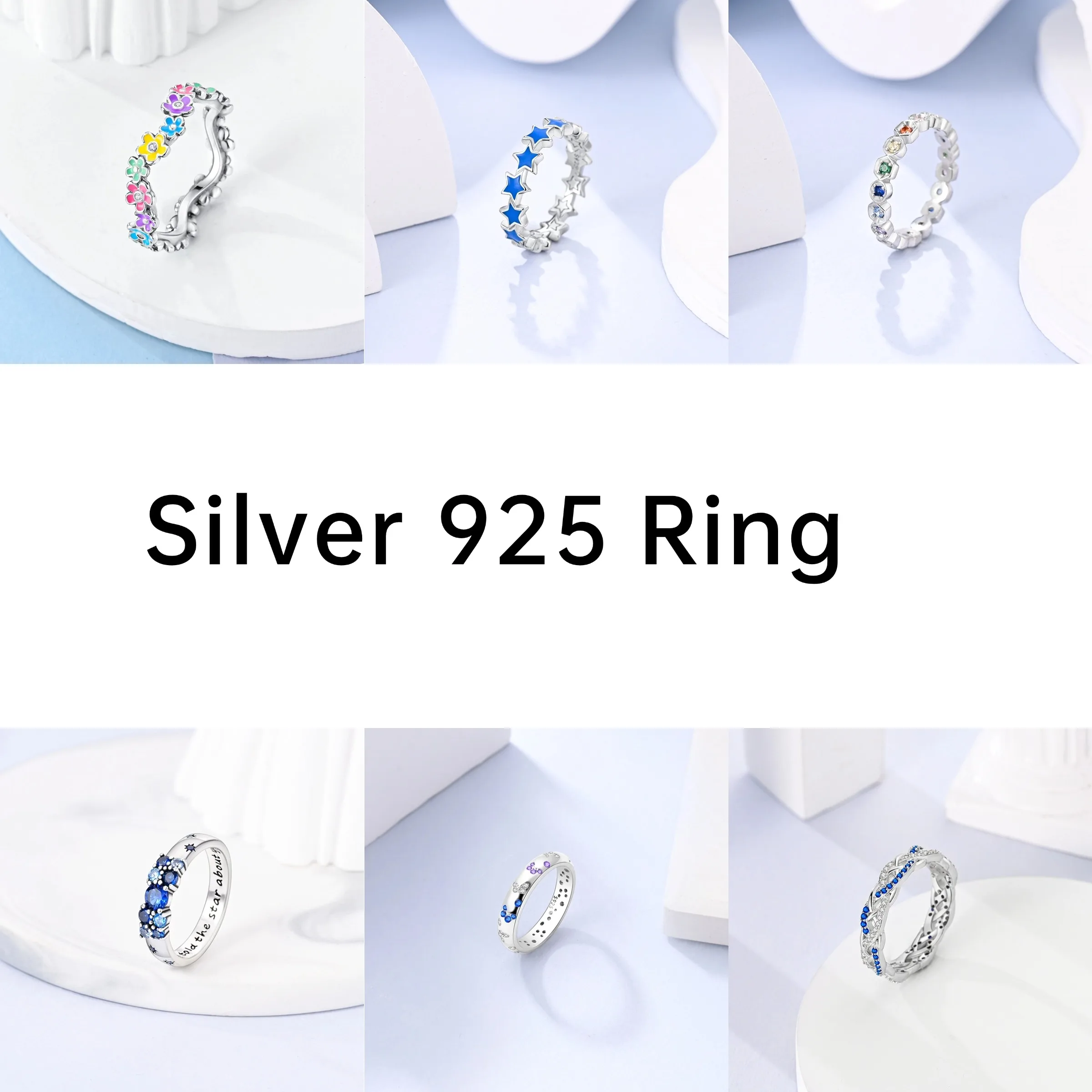 925 Silver Finger Ring For Women Simple Infinity Sparkling Twisted Stackable Rings Popular Anillo Engagement Jewelry