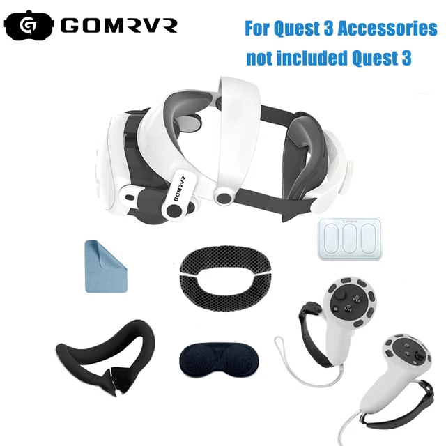 GOMRVR For Meta/Oculus Quest 3 Accessories Adjustable Comfortable Head  Strap Carrying Case Silicone Protective Cover Set - AliExpress