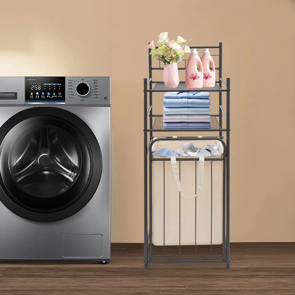 3 Tier Iron Laundry Storage Rack with Basket