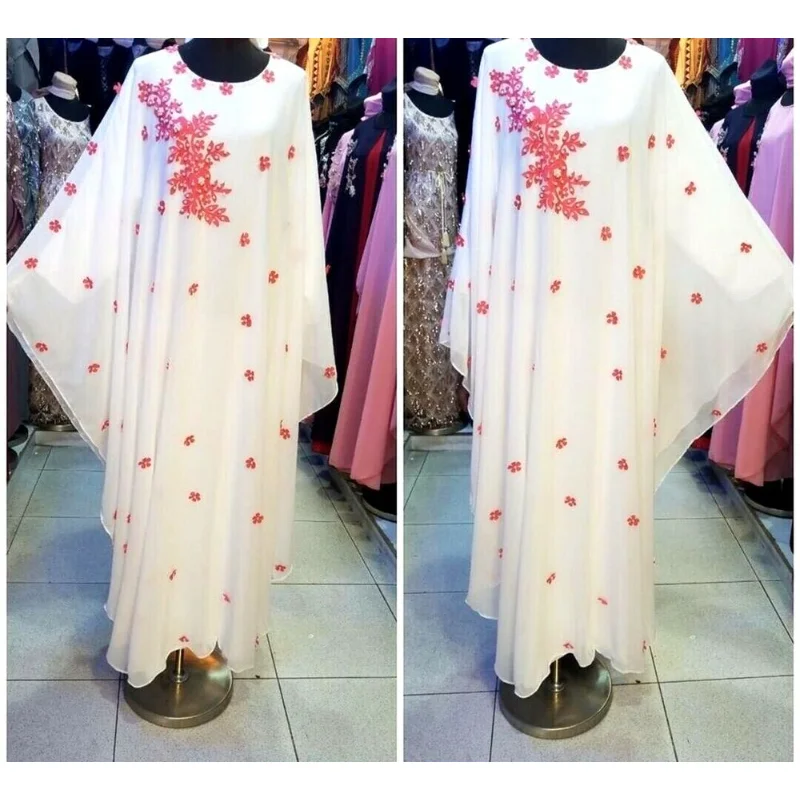 

Dubai White Moroccan Long Shirt Georgette Dress Jilbab Arab Clothing, European and American Fashion Trends