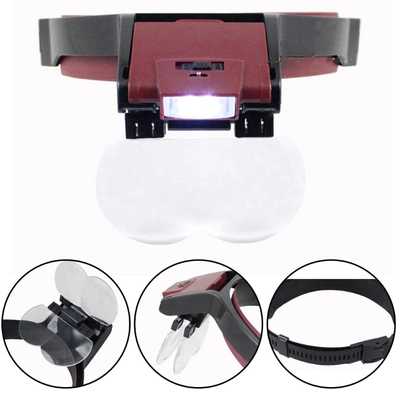 

Jewelers Head Headband Magnifiers LED IlluminatedMagnifying Glasses Loupe