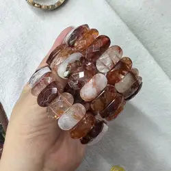 Natural Agate and Fluorite Strawberry Crystal Bracelet - Elegant Gift Jewelry Bangle (Red hematoid)