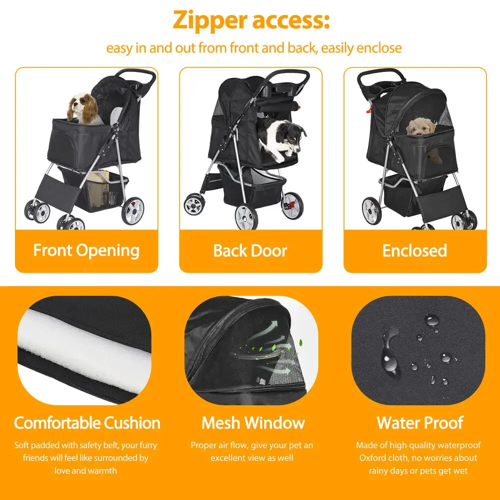 4 Wheeler Stroller with Foldable Pet Carrier 4