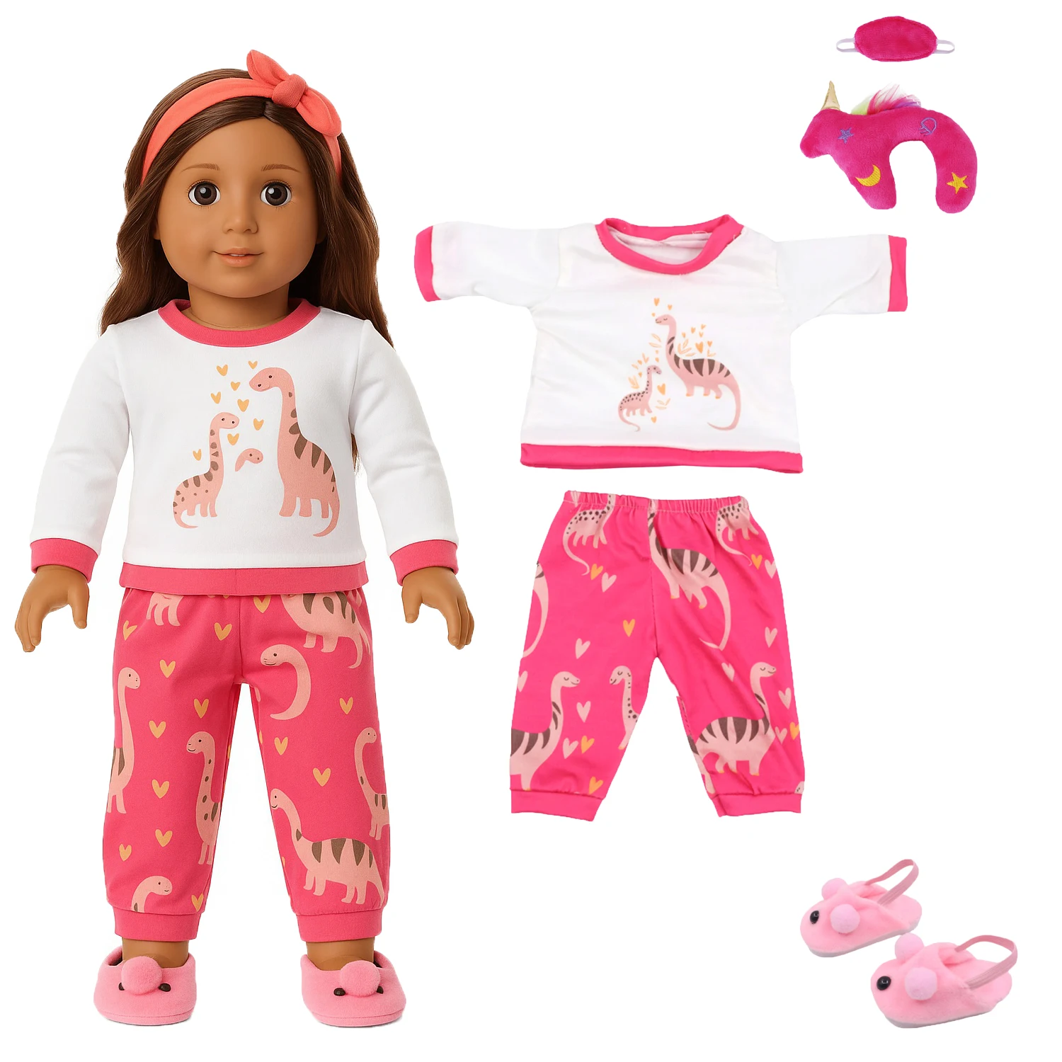 Niedliche Puppenkleidung + Plüsch-Hausschuhe U – für 43 cm große Babypuppen, Kleidung, Zubehör, 18 Zoll, amerikanische Puppe, Mädchenspielzeug, Weihnachtsgeschenk – Detail 7