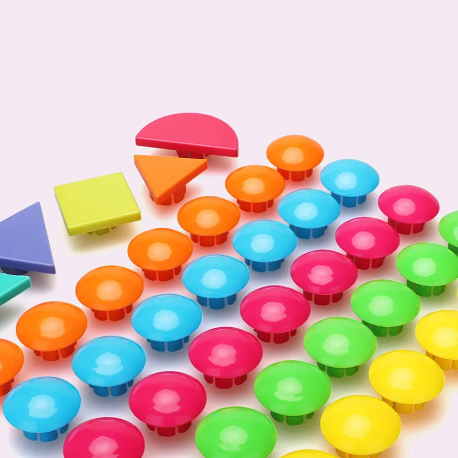 Large particle mushroom nail intelligence development cube jigsaw puzzle DIY educational toys for children 1-3 years old
