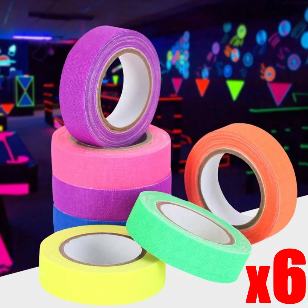 6/1 Rotoli Uv Glow Cotton Tapes Neon Gaffer Party Tape Autoadesivo Incandescente Panno Reattivo Puntelli Da Palcoscenico Decorazioni Per La Casa Di No
