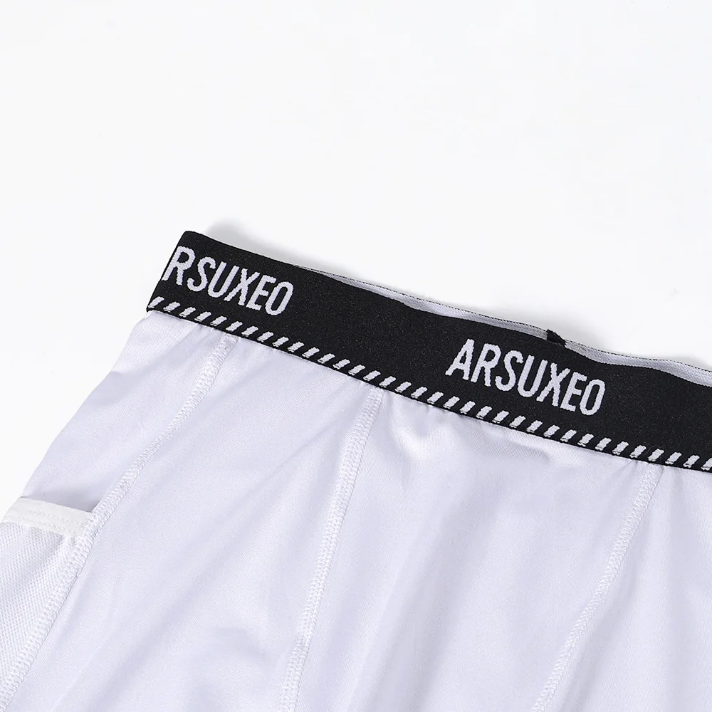Sports Leggings Compression Pants ARSUXEO Men's 3/4 Sports Compression Tights Base Layer Running Tights GYM Fitness Active Training Exercise Pants K75