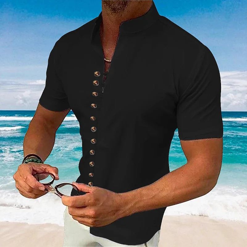 Summer Fashion cotton short-sleeved Shirt casual Men's short-sleeved Top British loose T-shirt