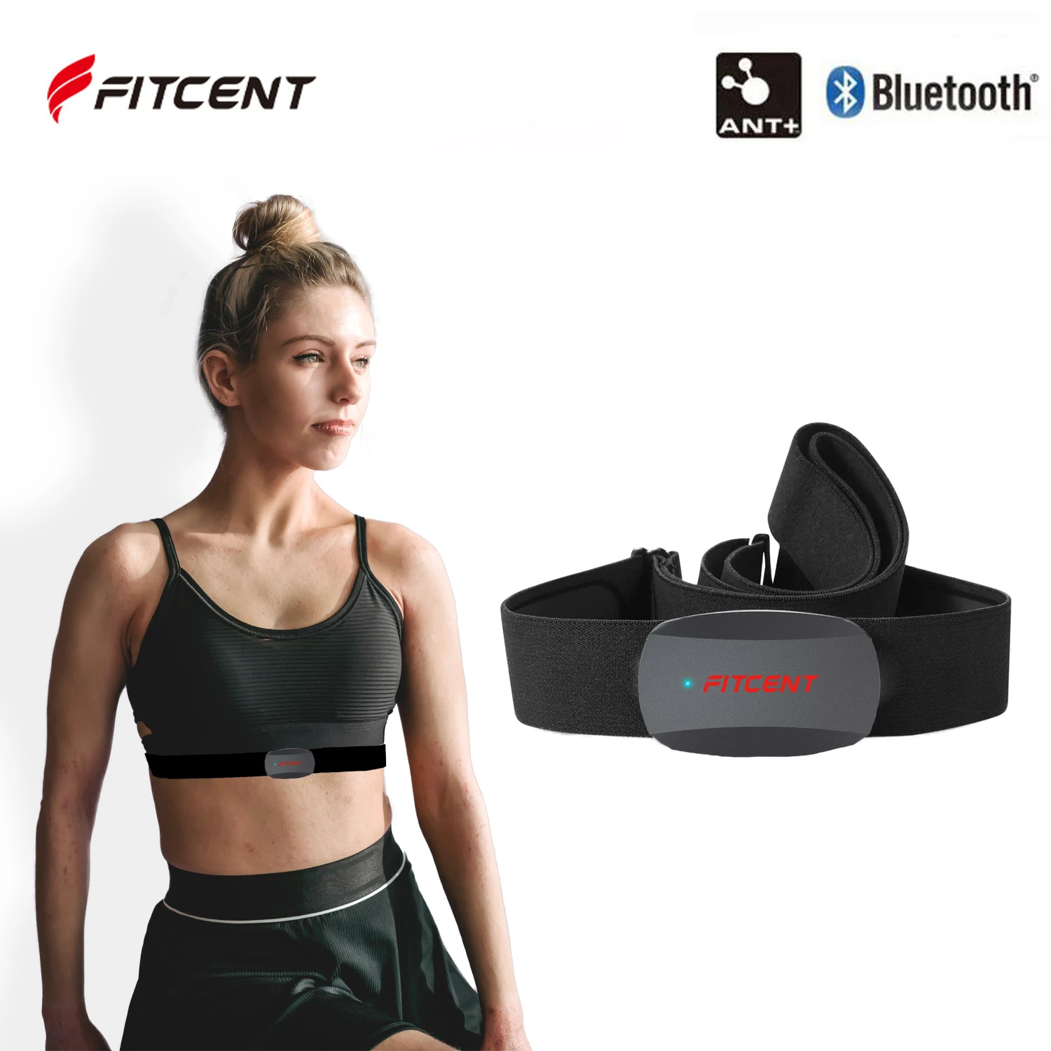 Fitcent Heart Rate Sensor Belt Bluetooth Ant Hr Monitor Chest Strap For