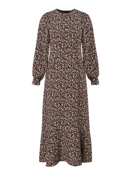 Bohemian Floral Printed Muslim Dress Abaya Ramadan Sundress ZANZEA Fashion Women Long Sleeve Casual Dubai Turkey Vestido Robe