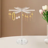 Acrylic Jewelry Organizer Display Necklace Holder Clear Rotating Necklace Organizer Stand for Necklaces Earring Pendant Bracelet 1