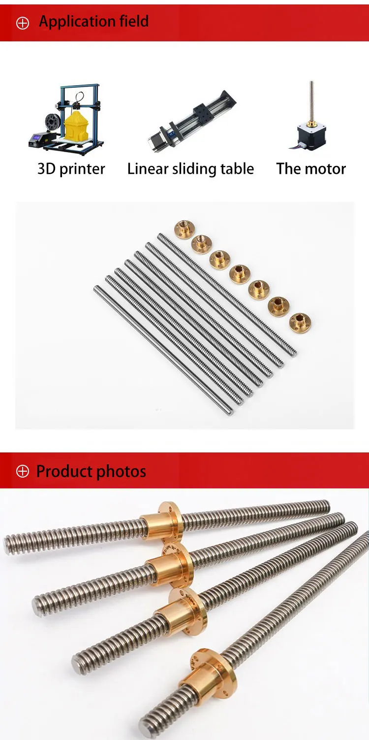 haste trapezoidal, 3mm, 6mm com porca de