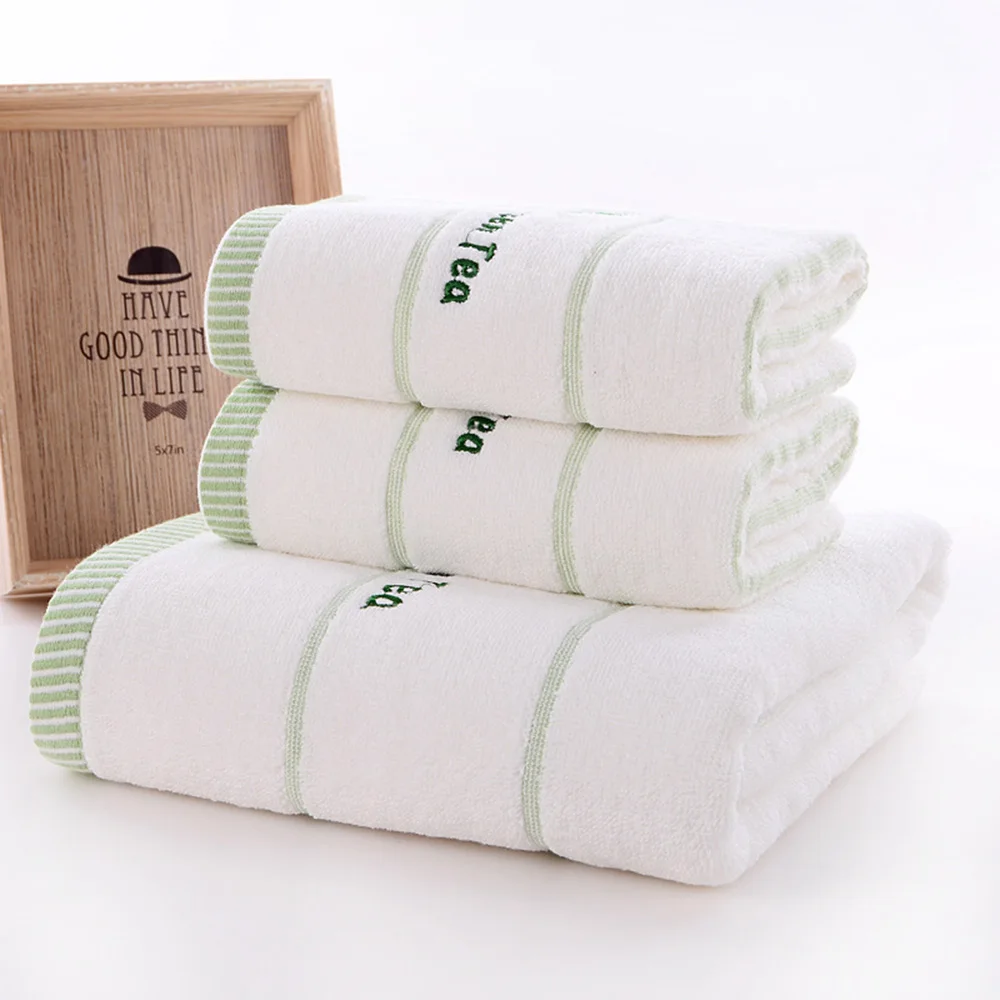 3 Piece Bath Towel Thick Cotton Towel Set Face Adult Bath Super Absorbent Set
