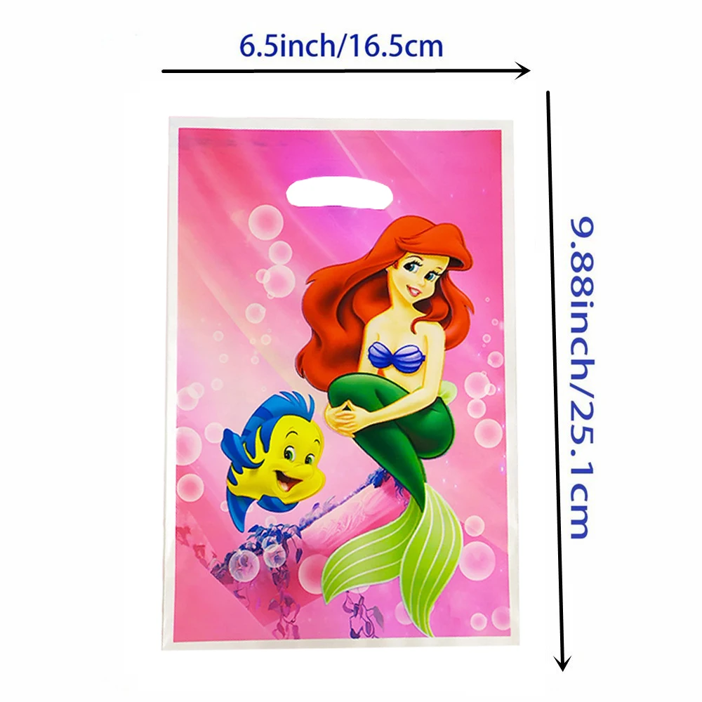 Bolsa de regalo de plástico con forma de sirena Ariel, para galletas y dulces, para fiestas de cumpleaños infantiles, regalo para el hogar