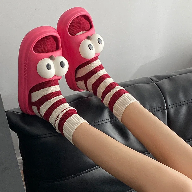 House Slippers Clog Womens Cloud Cartoon Big Eyes Dog Puppy Sandals Summer Flip Flops Beach Slides Home Shoes Cute Female Funny