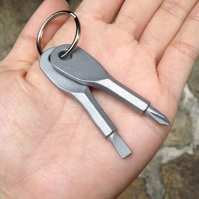 

Portable Phillips Slotted Screwdriver Key Ring Keyring Hike Outdoor Multi Mini Pocket Repair Tool Gadget Camp
