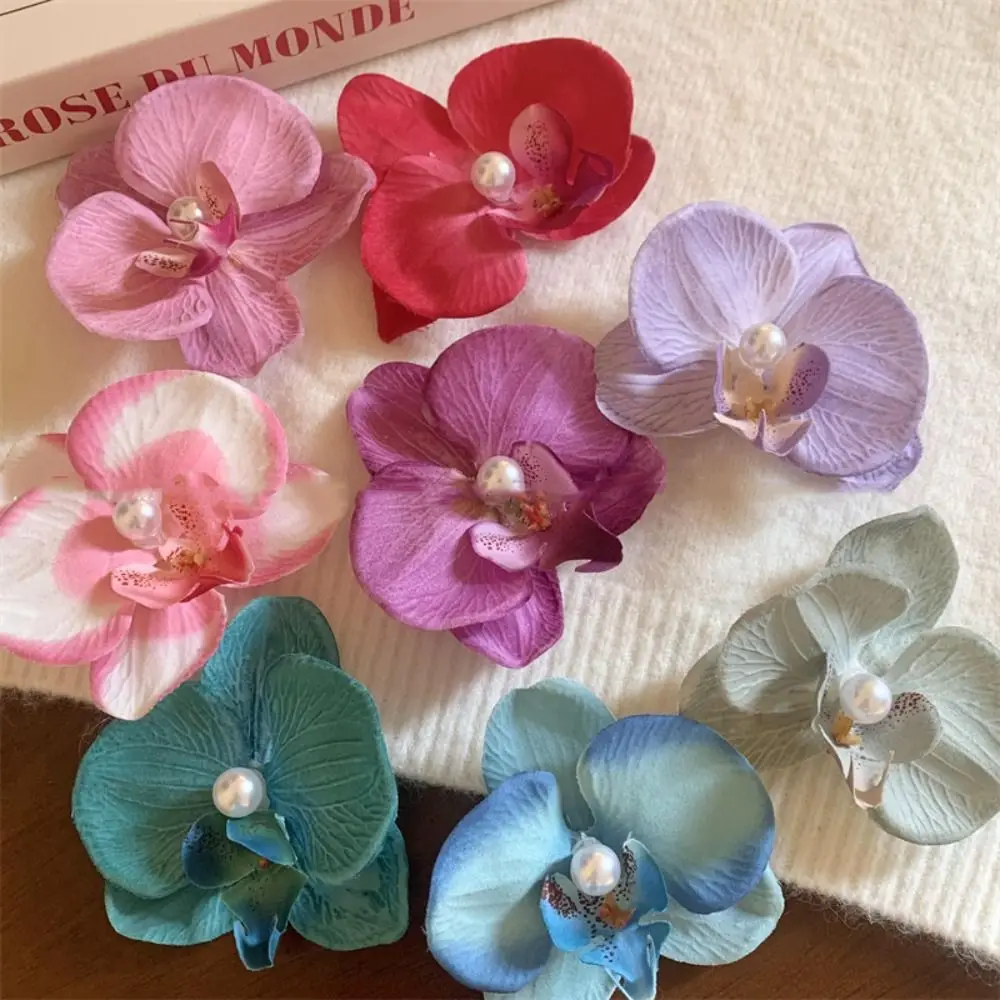 Pink Orchid Flower Hair Clip Hair Ornament Headdress Orchid Hairpin Hair Accessories Side Barrettes Bohemia Barrettes Photograph