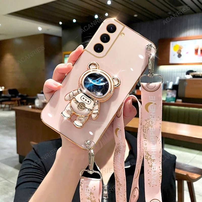 Étui de protection en silicone avec lanière pour Samsung Galaxy S21, S22, S23, S24 Plus Ultra, S20 Fe, Note 10, 20, 21, 22, 24_voghion.com