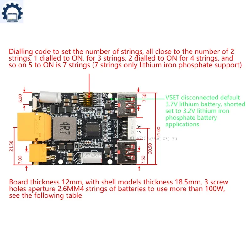 ZJ 100W 2-6S 리튬 배터리 충전 보드 고속 충전 모바일 파워 뱅크 모듈 PD/QC 프로토콜 지원 DIY 파워 뱅크 키트