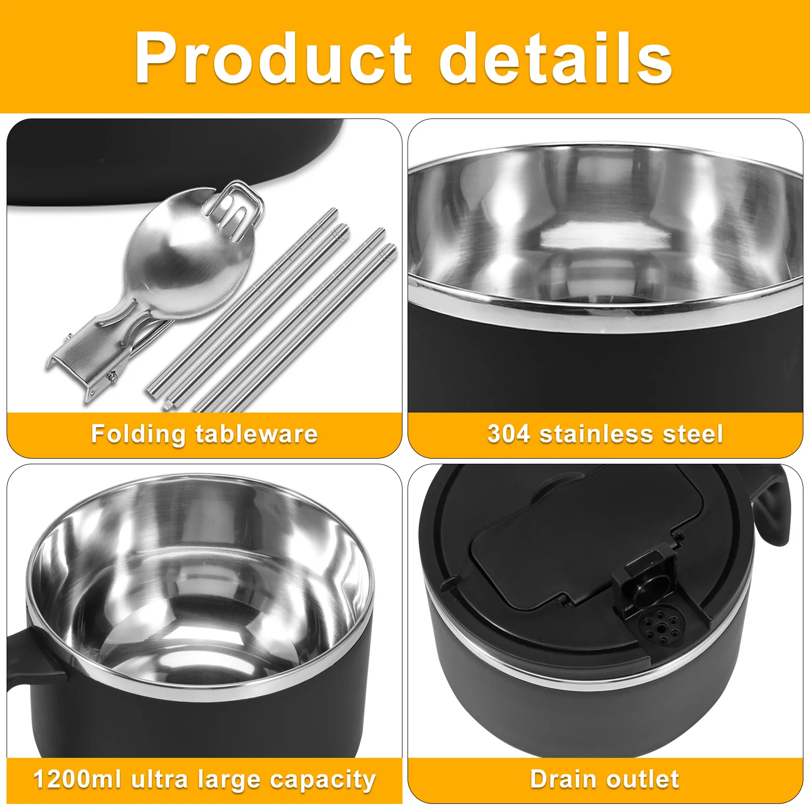 1200ml Rapid Ramen Bowl with Filterable Lid Microwave Ramen Noodle Bowl with Spoon Chopsticks BPA Free Ramen Cooker Bowl
