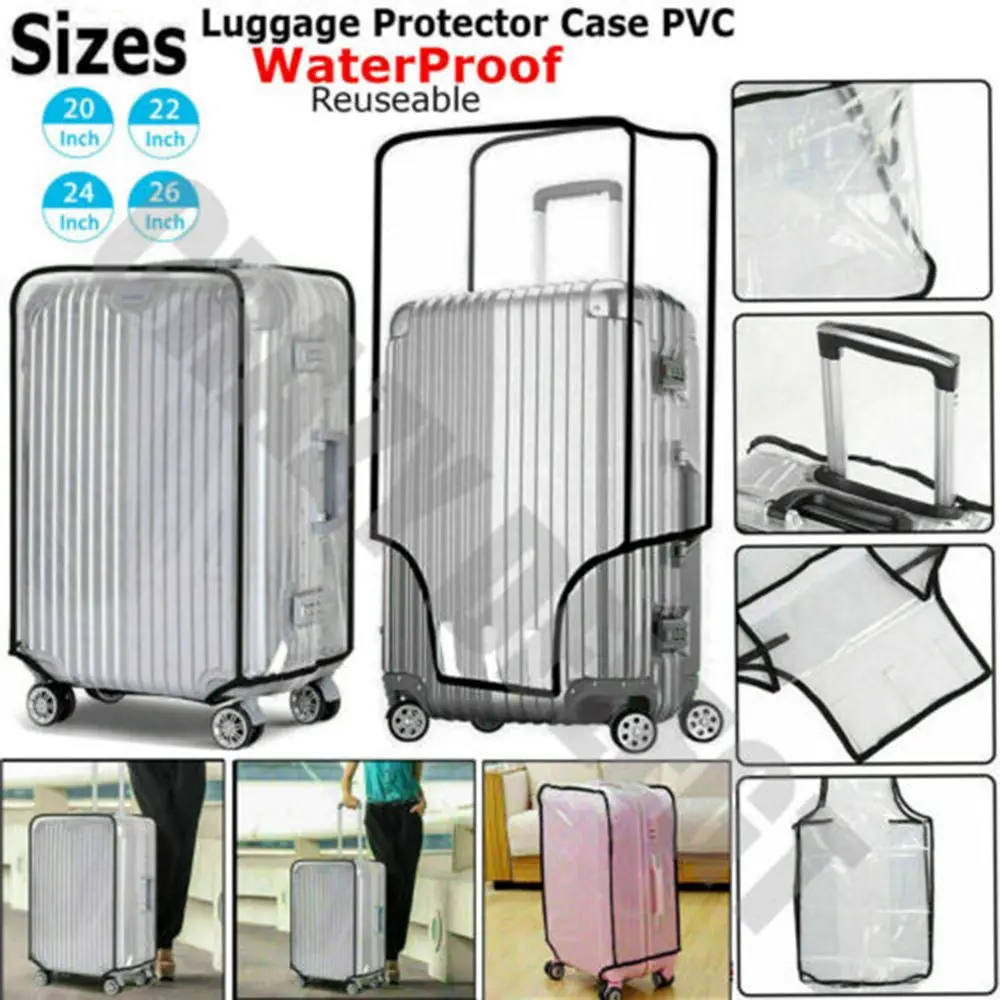 1pc Clear Pvc Travel Luggage Protector Elastic Thick Durable Dustproof