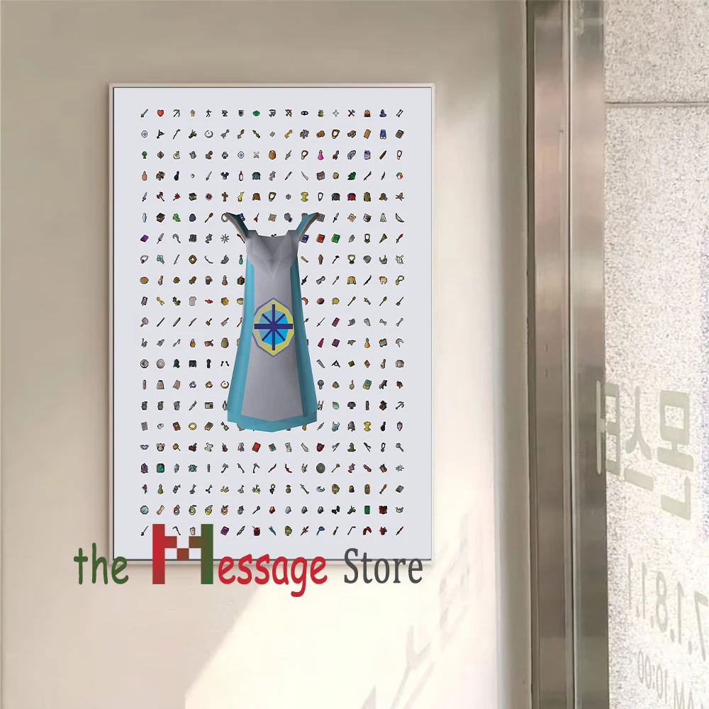 OSRS 스킬케이프 포스터, 캔버스 인쇄, 런이스케이프 스킬 케이프, 비디오 게임 장식, 게임방 소년 룸 아트