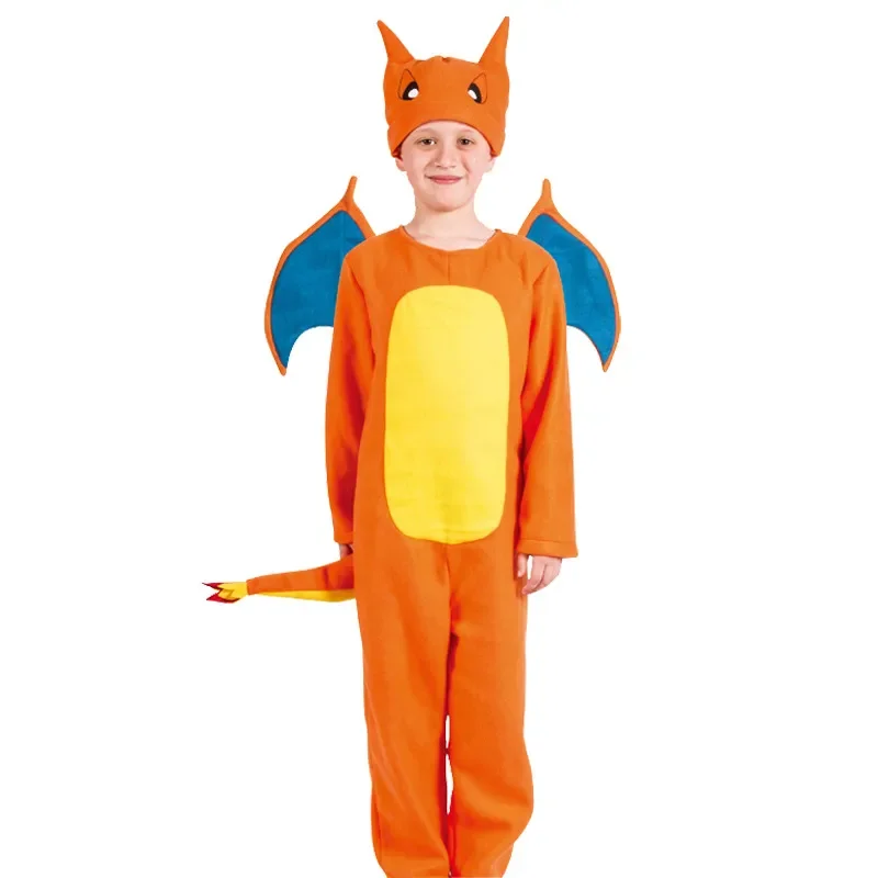 

dragon Kids Plush Pajamas Onesie Glurak Halloween Costume Sleep Suit Winter Warm Cosplay One Piece Jumpsuit